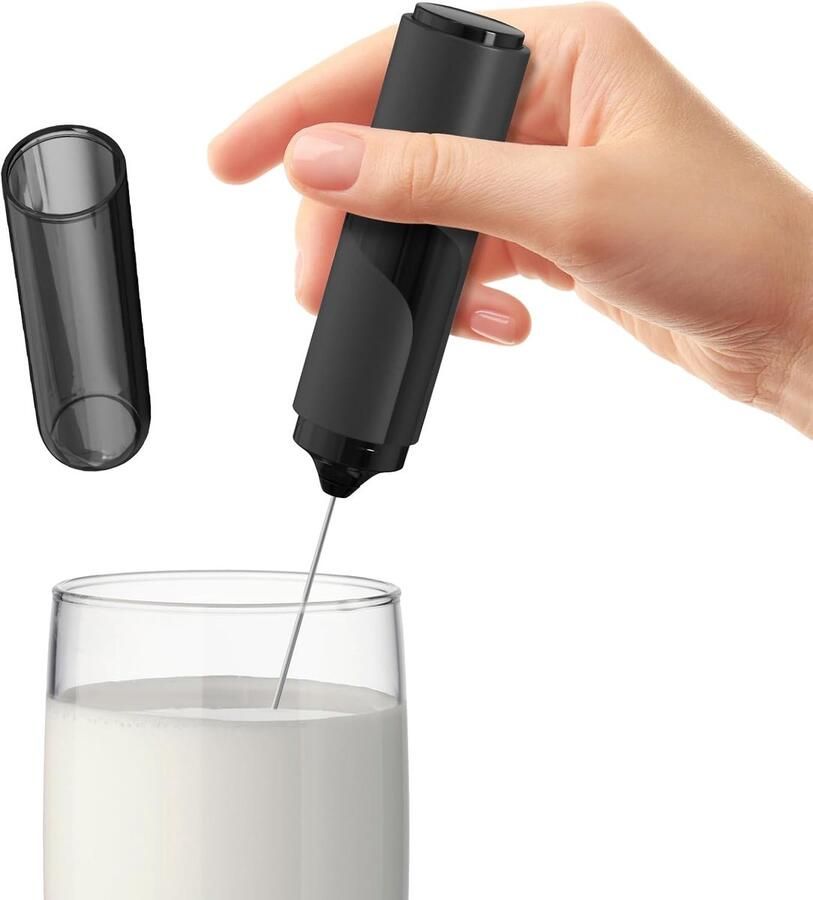 Elektrische Melkopschuimer Koude Schuimklopper Drankjes Bereiden Draagbaar Ontwerp 22.5 cm Zwart