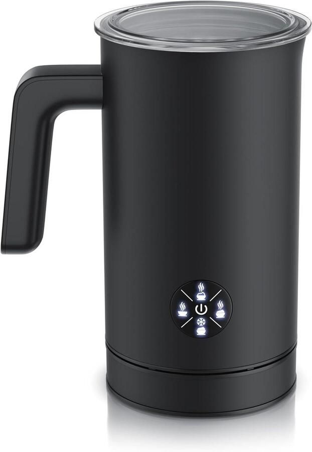 Elektrische Melkopschuimer 4-in-1 Koffie Bereiden Dubbelwandige RVS Behuizing 300 ml Zwart