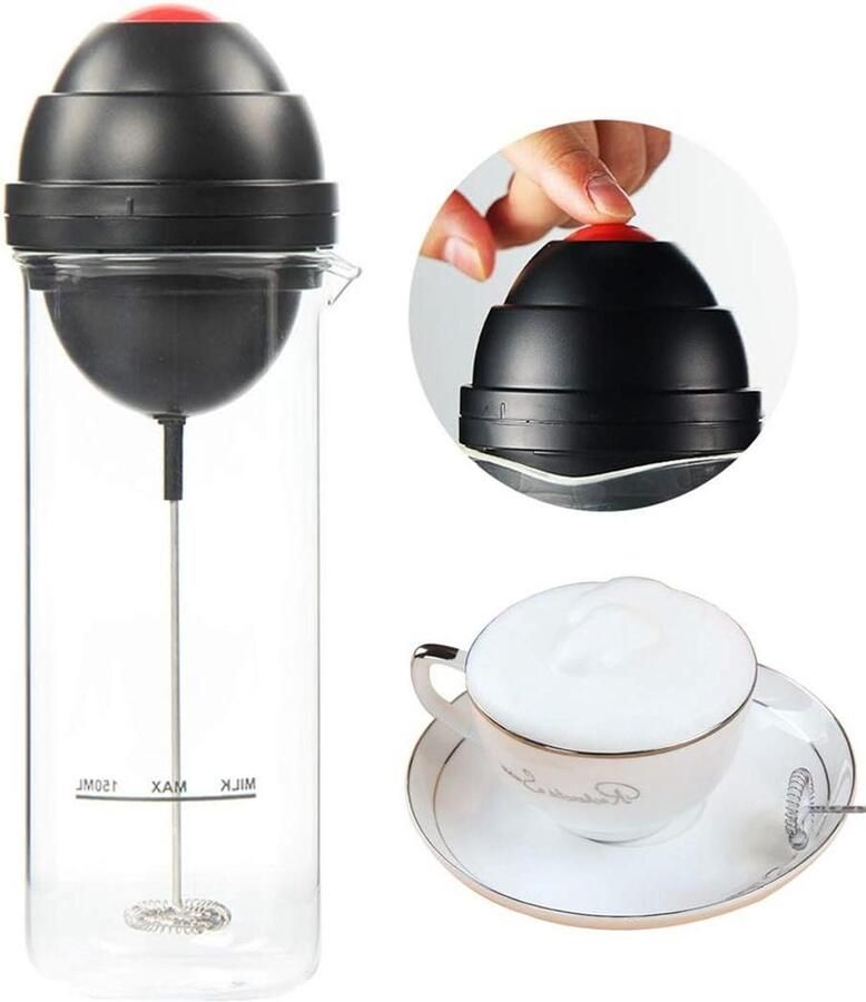 Elektrische Melkopschuimer Melk Klopper Koffie Maken Roestvrijstalen Veer 150ml Rood