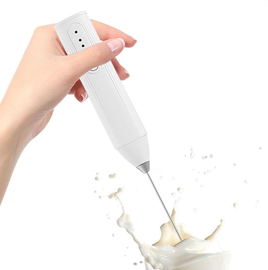 Elektrische Melkopschuimer Melk Mixer Opschuimer Koffie Maken 3 Snelheden Instelbaar 1200 mAh Wit