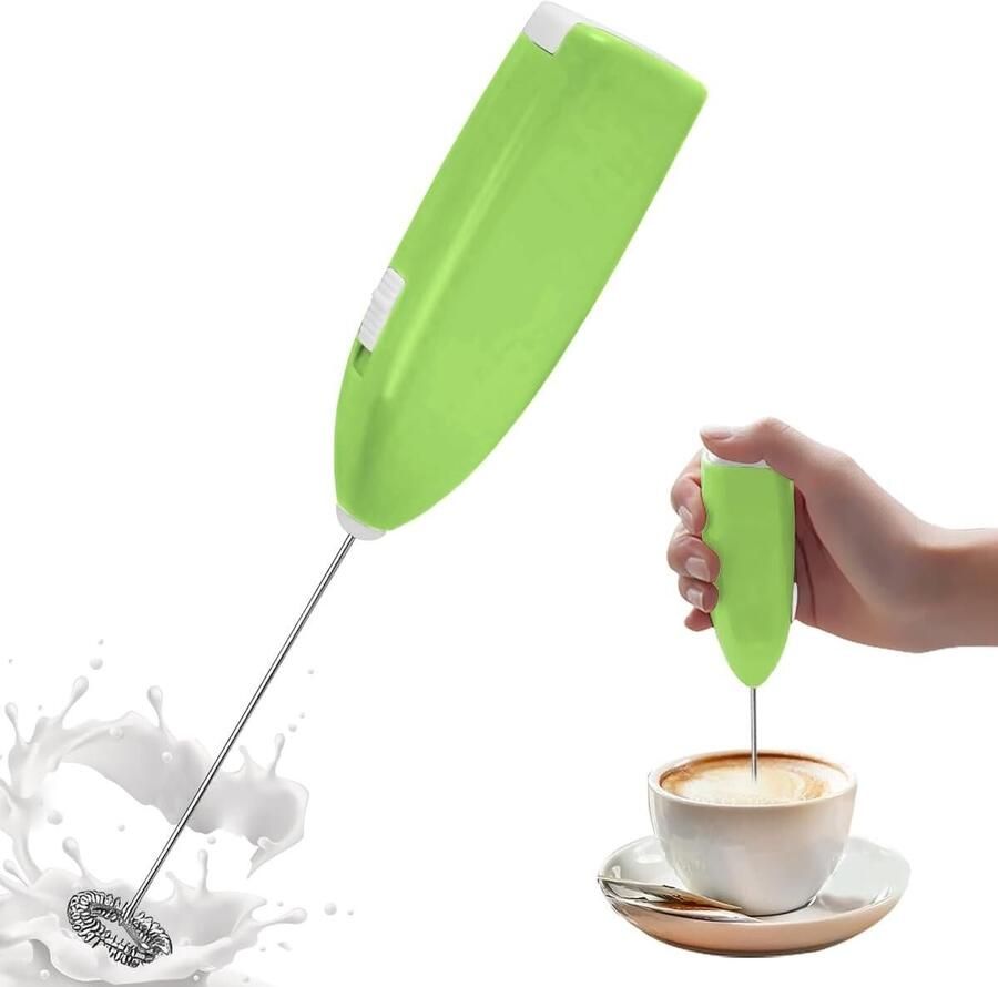 Elektrische Melkopschuimer Melk Opschuimer Handmatig Koffie Mini Mixer Handige Melkschuimer Op Batterijen Zonder Stekker Handig op de Camping Voor het koffiezetapparaat thuis in de hotelkeuken Groen