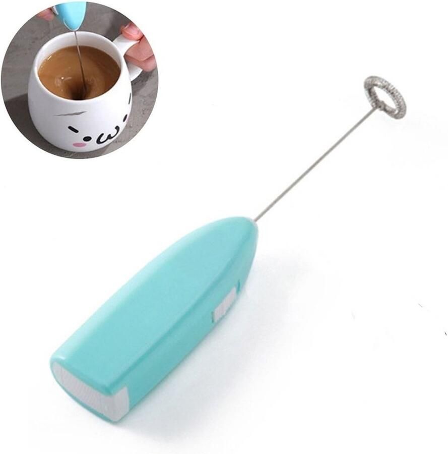Elektrische Melkopschuimer Melk Opschuimer Handmatig Koffie Mini Mixer Handige Melkschuimer Op Batterijen Zonder Stekker Handig op de Camping Voor het koffiezetapparaat thuis in de hotelkeuken Blauw
