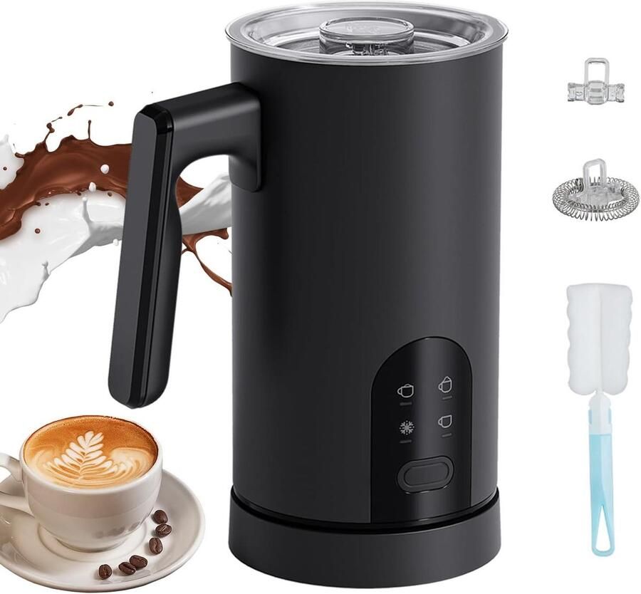Elektrische Melkopschuimer Melk Verwarmer Koffie Specialiteiten Vier Functies 590 Milliliter Zwart