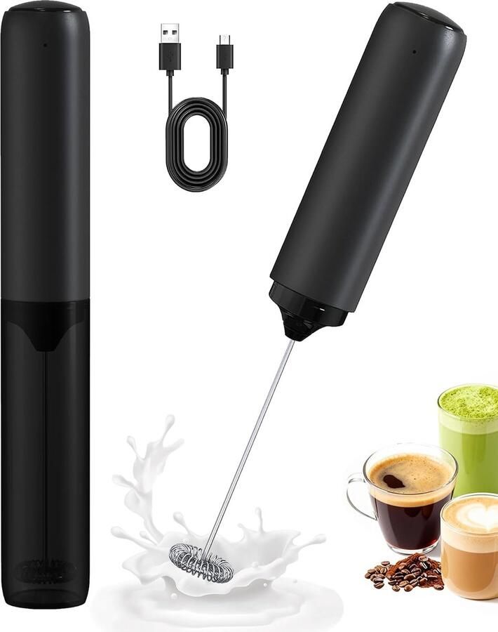 Elektrische Melkopschuimer Melkklopper 500mAh Krachtig & Snel Schuimen Draagbaar & Ergonomisch RVS & Lichtgewicht Voor Koffie Matcha & Meer