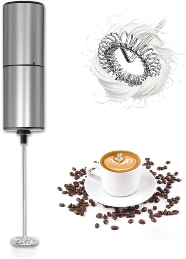 Elektrische Melkopschuimer Melkschuimer Draadloos op Batterijen (niet inbegrepen) Zonder Stekker Handmatige Melkopschuimer RVS+ABS voor Melk Matcha Koffie Warme Chocolademelk