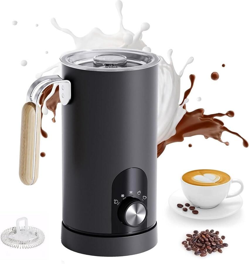 Elektrische melkopschuimer Melkstomer Drankjes Maken 5-in-1 Multifunctioneel 350 ml Zwart