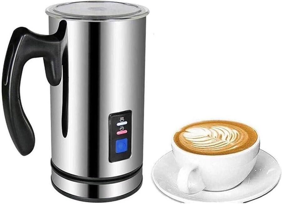 Elektrische Melkopschuimer Melkstomer RVS Koffie Maken Warm en Koud Schuim 250 ml Zilver