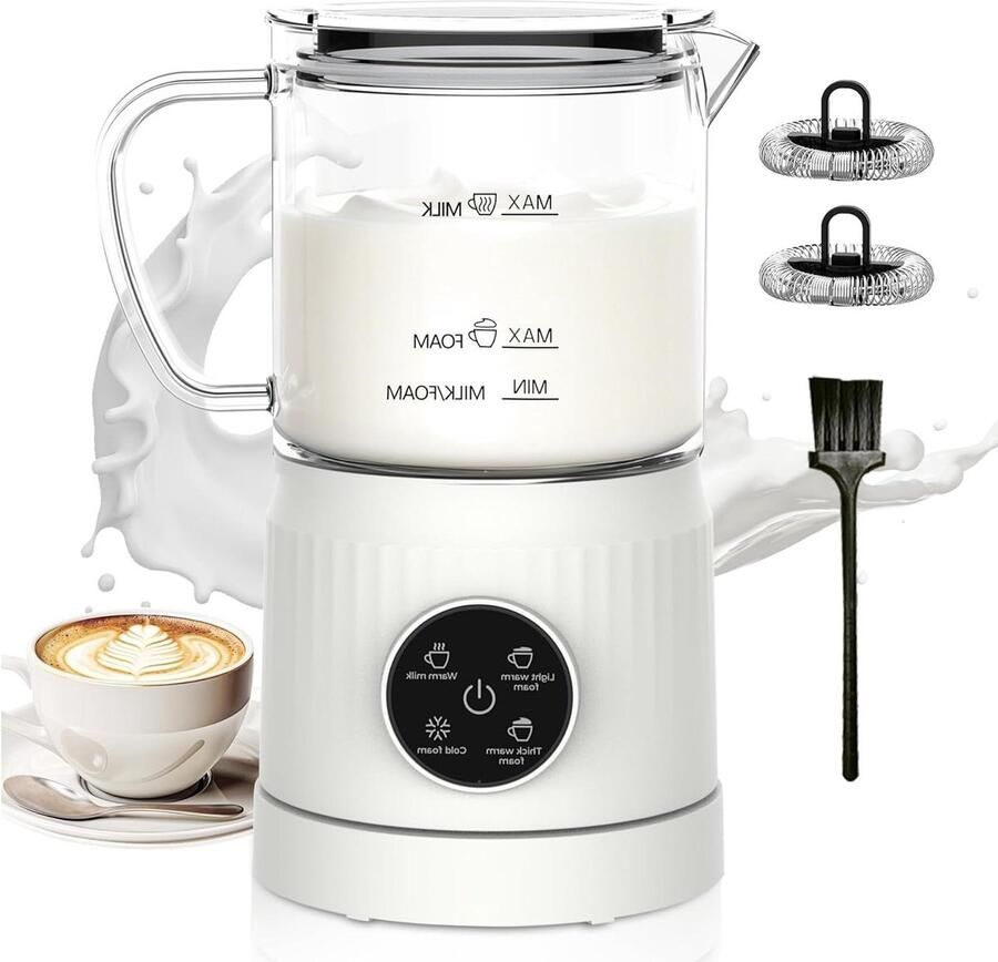 Elektrische Melkopschuimer Melkwarmer Automatisch Koffie Drankjes Maken 4-in-1 Multifunctioneel 400ml Capaciteit Wit