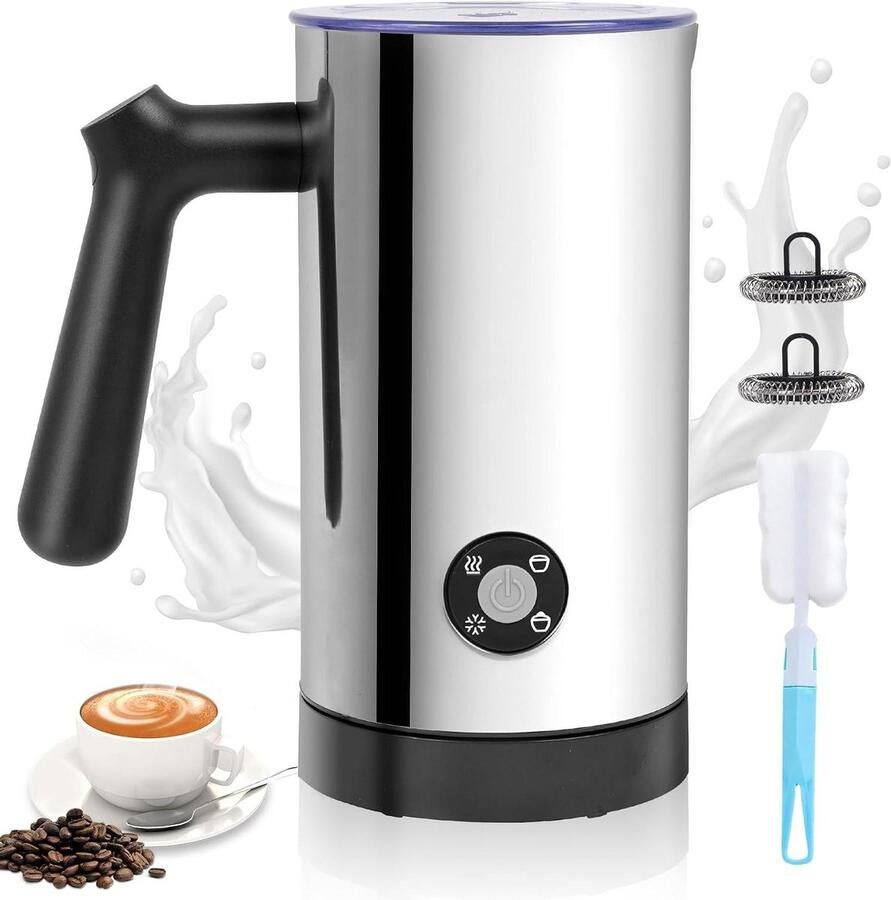 Elektrische Melkopschuimer Melkwarmer Automatisch Koffie Specialiteiten Maken 4-in-1 Functionaliteit 300 ml Capaciteit Zilver
