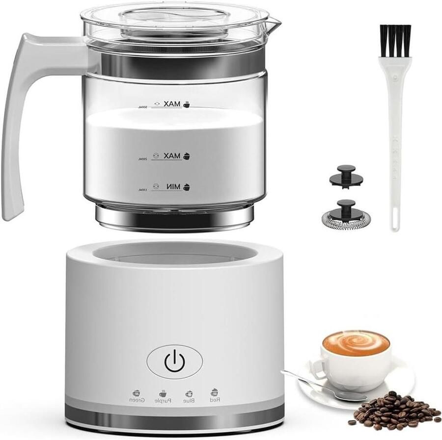 Elektrische Melkopschuimer Melkwarmer Koffie Maken 4-In-1 Functionaliteit 250 500 Ml Wit