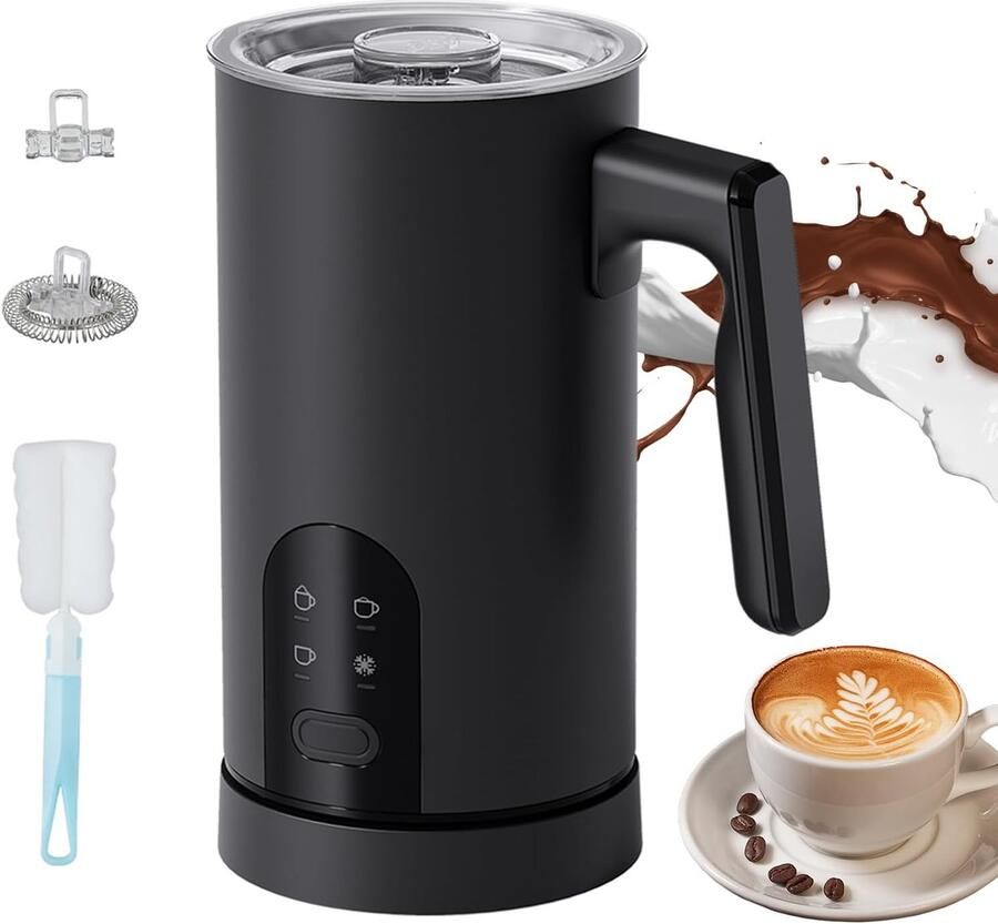 Elektrische Melkopschuimer Melkwarmer Opschuimer Koffie Bereiden 4-in-1 Functionaliteit 580 ml Zwart