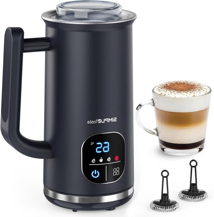 Elektrische Melkopschuimer Melkwarmer Opschuimer Warme Dranken Maken 4-in-1 Functies 240 ml Capaciteit Zwart