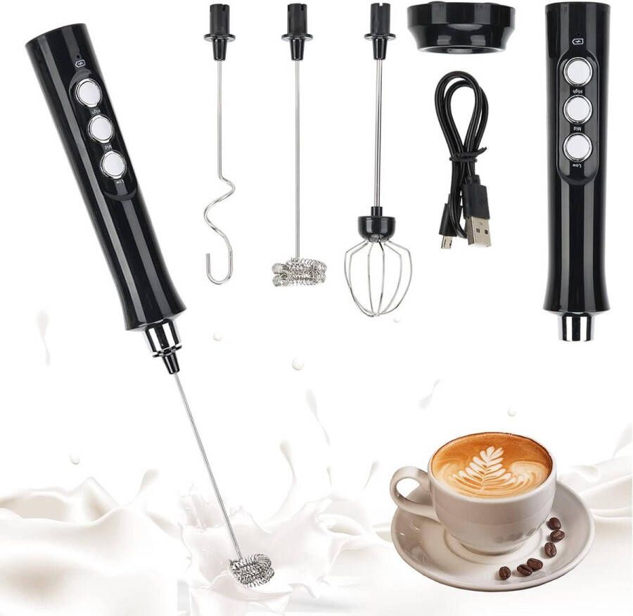 Elektrische melkopschuimer met dubbele garde handmatige ei klopper USB oplaadbaar voor koffie latte cappuccino room eieren kloppen frappe mixer