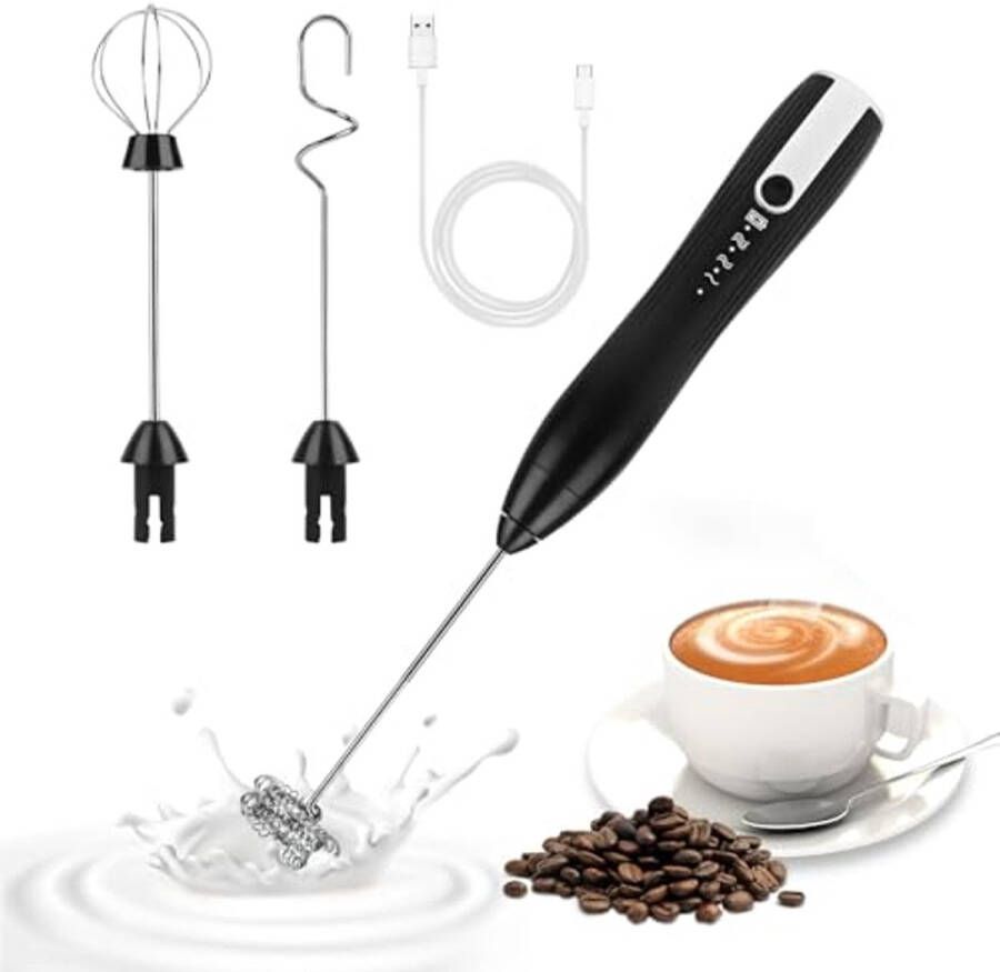 Elektrische melkopschuimer met USB-oplaadfunctie en 3 snelheden