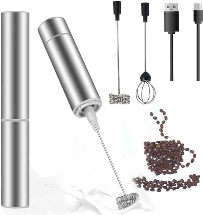 Elektrische melkopschuimer met USB-oplaadfunctie Mini-handmixer voor cappuccino latte en warme chocolademelk