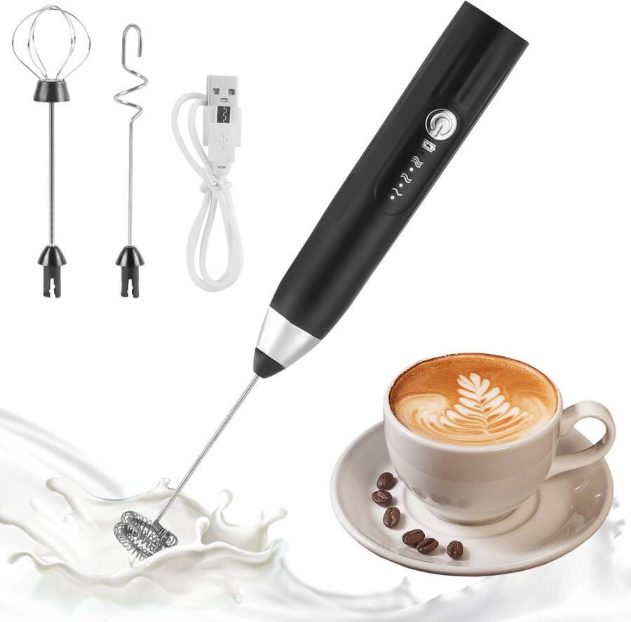 Elektrische Melkopschuimer met USB Opladen en 3 Snelheden Ideaal voor Koffie Latte en Cappuccino