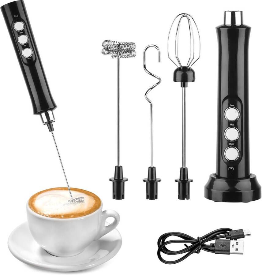 Elektrische Melkopschuimer met USB-Opladen en Drie Gardes voor Perfect Schuim en Koffiespecialiteiten