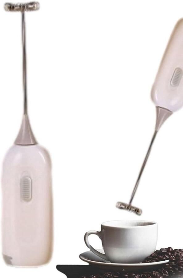 Elektrische Melkopschuimer Mini Mixer Koffie Bereiden Draadloos Schuim Compact Formaat Wit