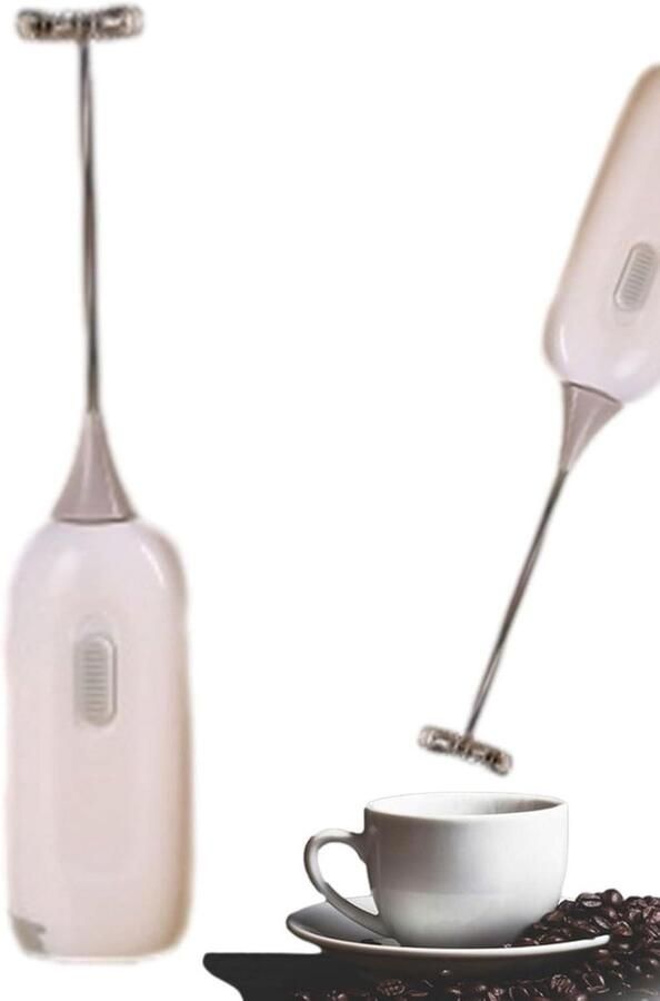 Elektrische Melkopschuimer Mini Mixer Koffie Bereiden Draadloos Schuim Compact Formaat Wit