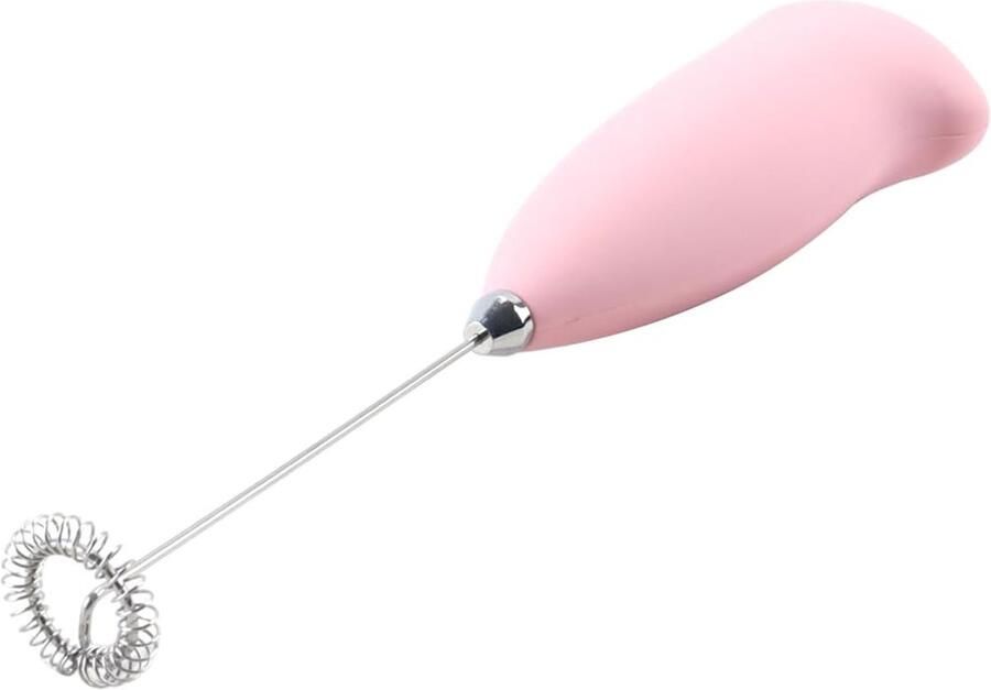 Elektrische melkopschuimer mixer melkschuim in enkele seconden soft-touch-behuizing met roestvrijstalen schuimracket (roze)