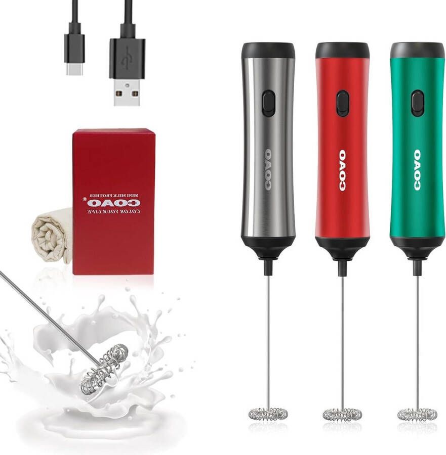 Elektrische melkopschuimer Mixer Mini Krachtig Automatische garde voor cocktails Kleine mixer Latte Handopschuimer Roestvrij staal Koffie Roerstaaf Hand garde Koffie geschenken accessoires Melkopschuimer Koffieaccessoires