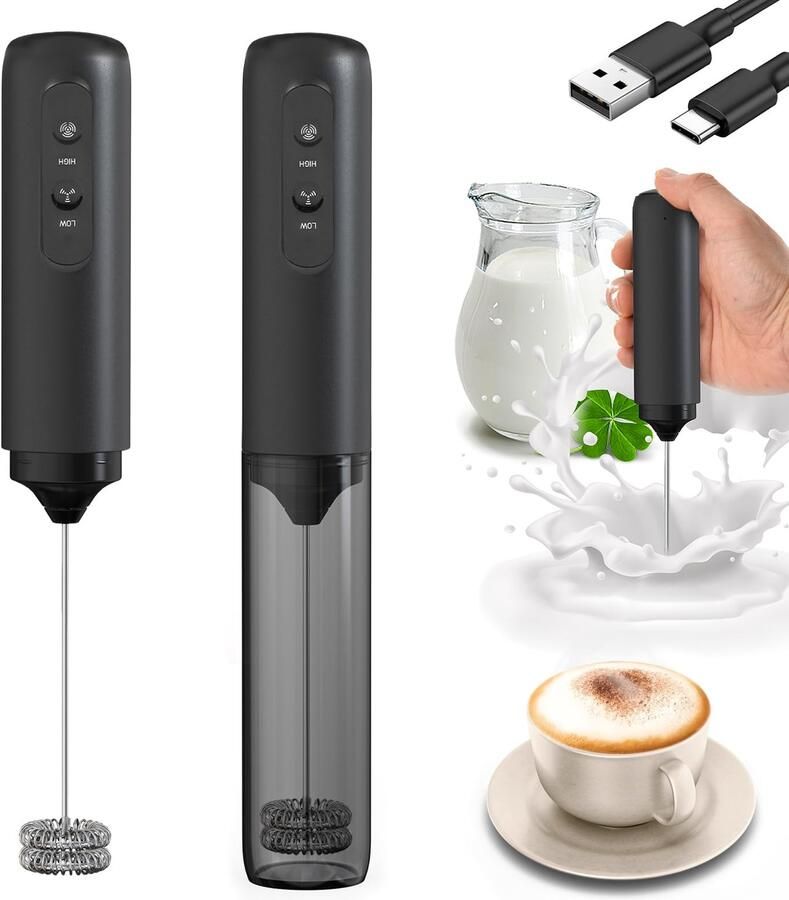 Elektrische melkopschuimer oplaadbaar Type-C perfect voor romige koffie m-winkel
