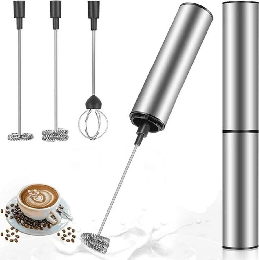Elektrische melkopschuimer oplaadbaar USB-interface mini handmixer met dubbele mengkoppen roestvrijstalen mixer