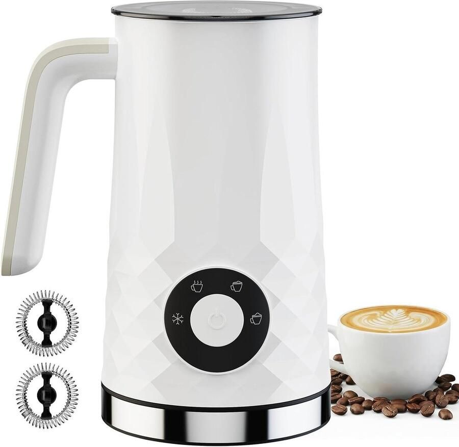 Elektrische Melkopschuimer Opschuimer Melkbereider Koffie Verrijken 4-in-1 Functie 350 ml Wit