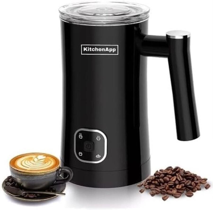 Elektrische Melkopschuimer Opschuimer Verwarming Koffie Bereiden Vier Functies 350 ml Zwart