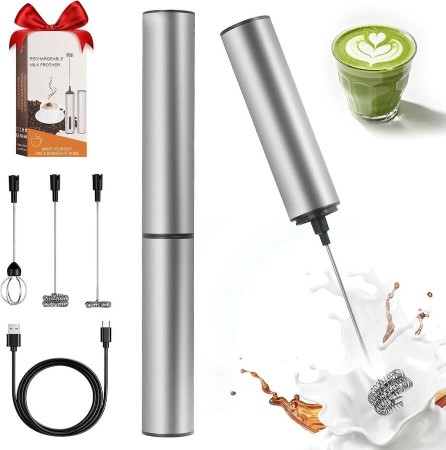 Elektrische Melkopschuimer Roestvrij staal 3 Soorten Mengkoppen USB Oplaadbaar Voor Koffieliefhebbers