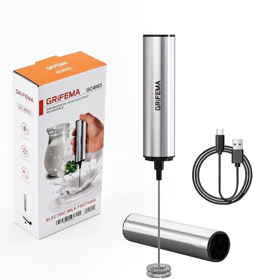 Elektrische Melkopschuimer RVS Oplaadbaar via USB Ergonomisch Ontwerp Voor Koffie en Shakes