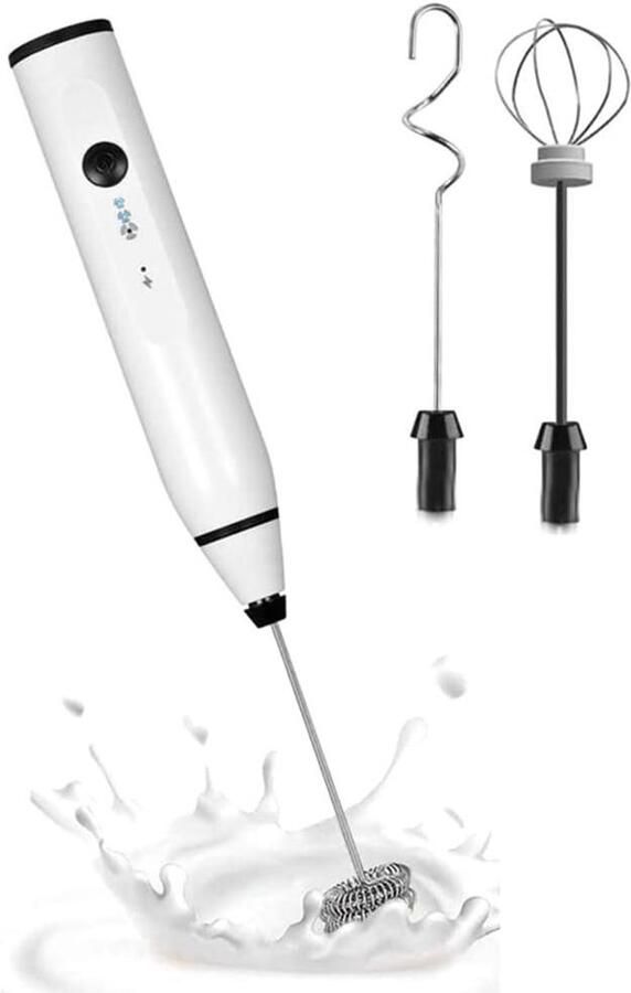Elektrische Opschuimer Melk en Ei Dranken Bereiden USB Oplaadbaar 500 Gram Wit