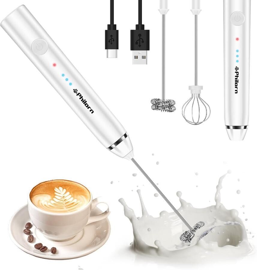 Elektrische Melkopschuimer USB Oplaadbaar met 3 Snelheden voor Koffie en Latte