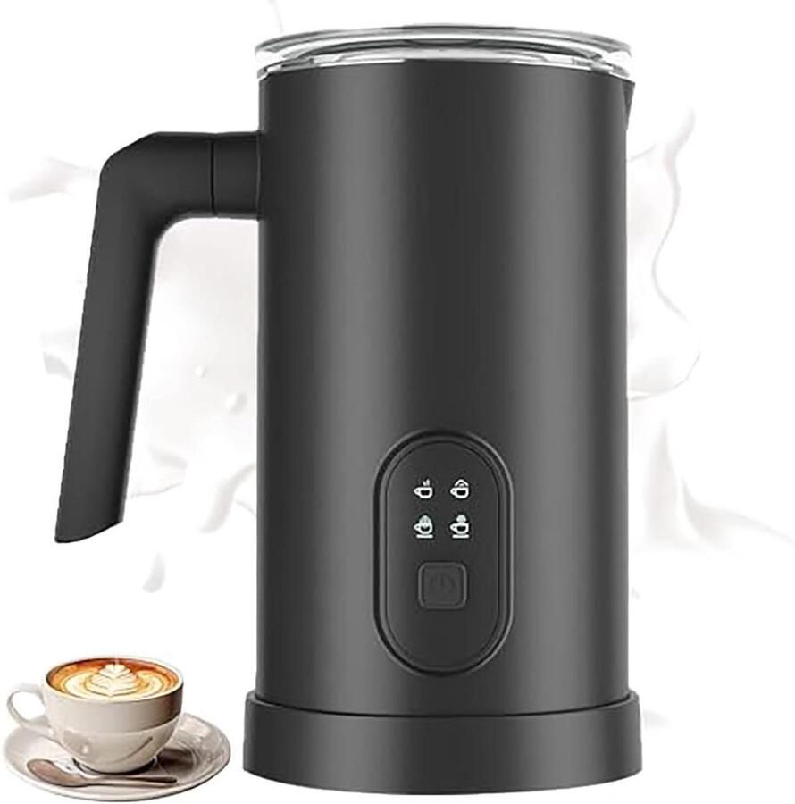 Elektrische Melkopschuimer Warme Chocolademelk Maker Koffie Drankjes Maken Automatische Temperatuurregeling 350 ml Capaciteit Zwart