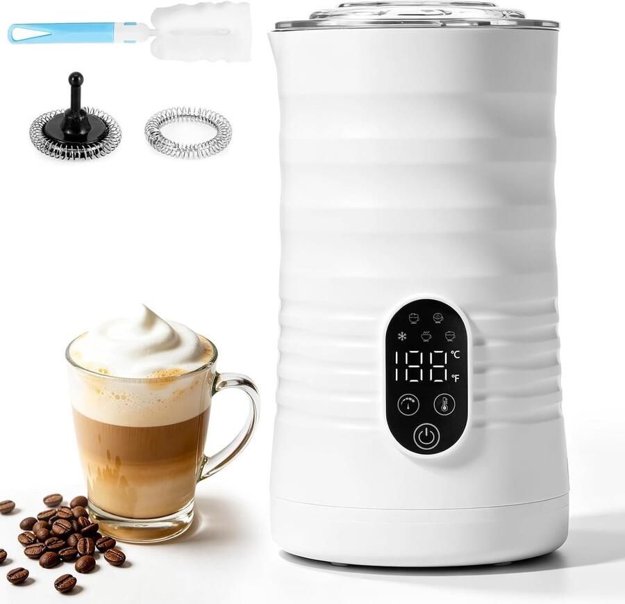 Elektrische Melkopschuimer Wit 110 x 104 x 195 mm 5-in-1 Automatische Melkopschuimer voor Koffiespecialiteiten