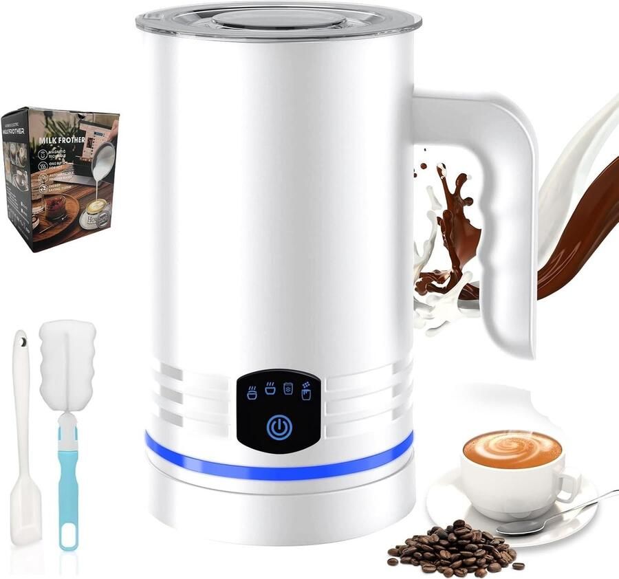 Elektrische Melkopschuimer Wit 430 ml 4-in-1 Automatische Melkopschuimer voor Koffie en Chocolade