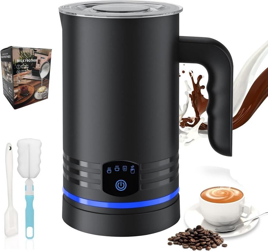 Elektrische melkopschuimer Zwart 430 ml 4-in-1 Functie met Automatische Uitschakeling Voor Koffieliefhebbers