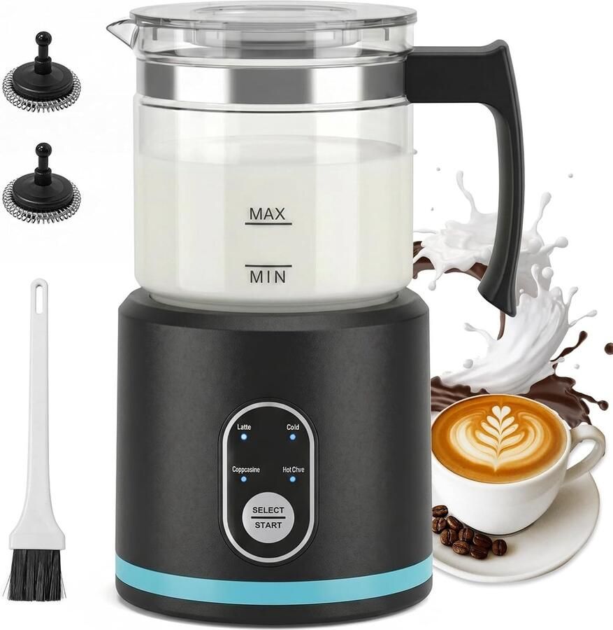 Elektrische Melkopschuimer Zwart 550 ml 4-in-1 Automatische Melkopschuimer Voor Koffiespecialiteiten