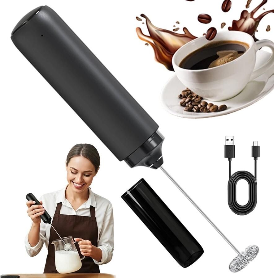 Elektrische Melkopschuimers Melkschuimer 500mAh & 15-20s Snel Schuim Roestvrijstalen Klopper 6W Krachtige Motor Lichtgewicht 155g Voor Koffie Cappuccino & Matcha
