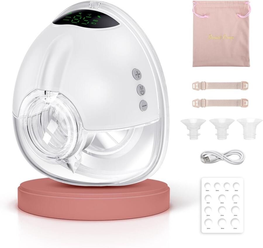 Elektrische melkpomp Handsfree kolf Moedermelk afkolven 4 modi 9 standen 17 19 21 mm