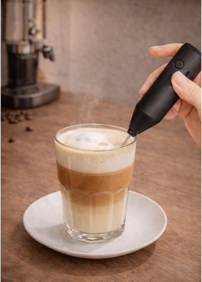 Elektrische Melkschuimer Handheld Zwart Draadloos