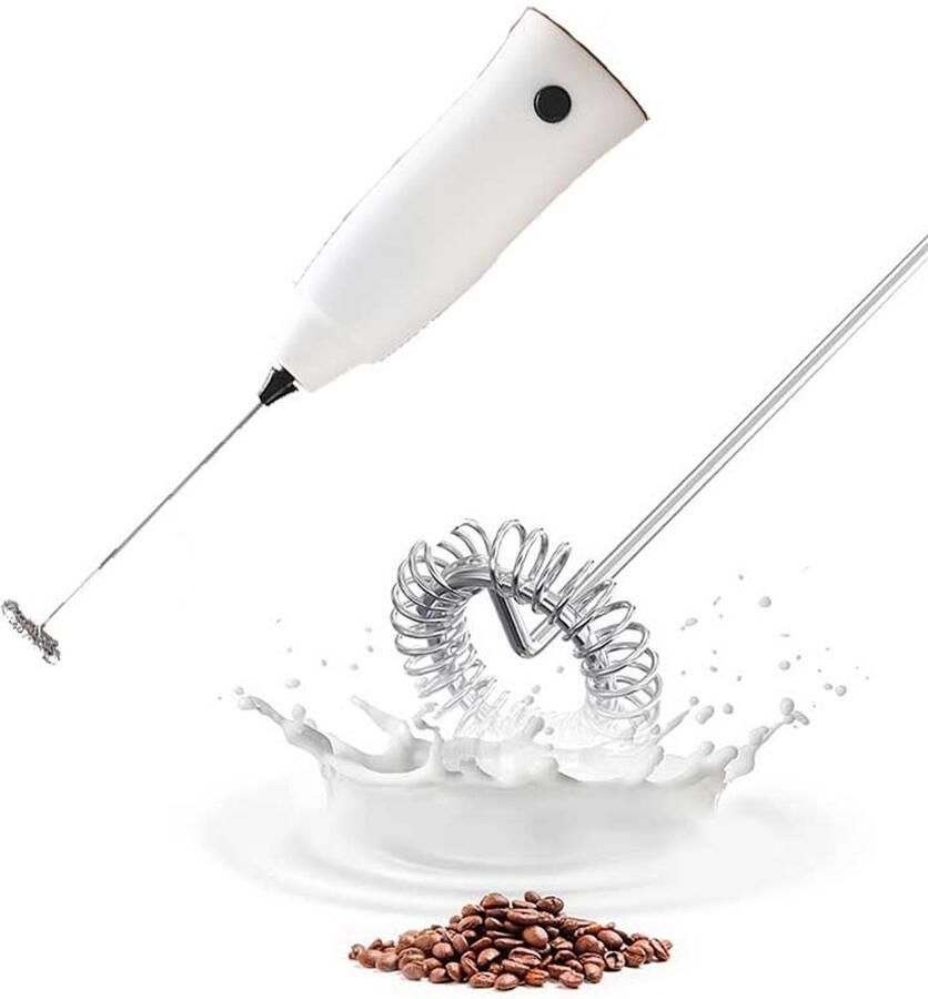 Elektrische melkschuimer Koffieroerder Handzame koffie- en melkschuimer Draagbare roerder Melkschuimer voor thuisgebruik Eierklopper Geschikt voor melk warme chocolademelk koffie eieren sap cocktails Wit