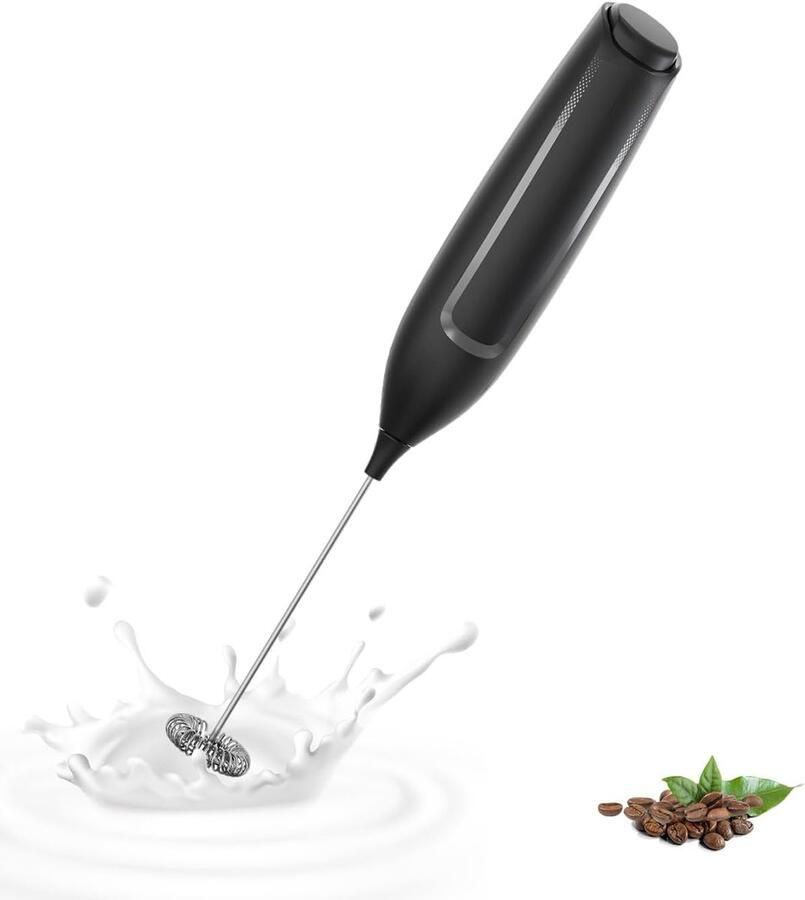 Kivora B.V. Elektrische melkschuimer mini roestvrijstalen klopper extra sterke motor geschikt voor koffie melkkoffie cappuccino en warme chocolademelk