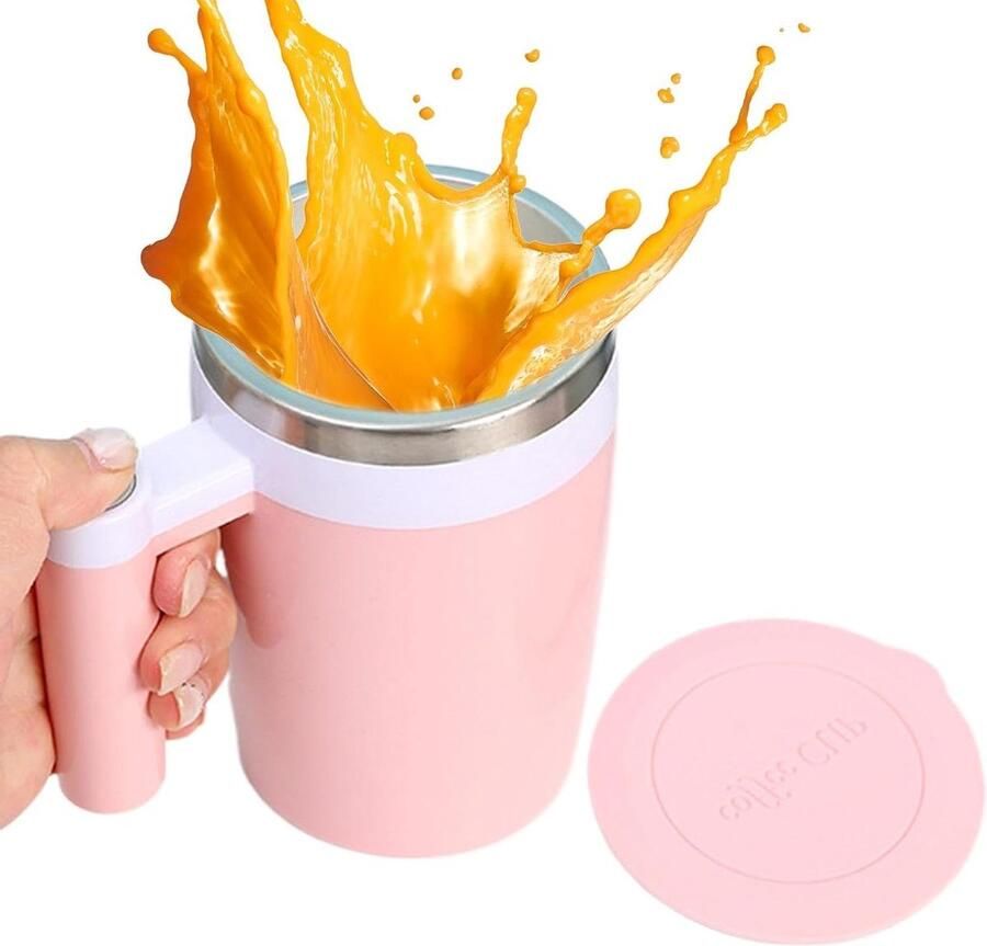 Elektrische Mengbeker Automatische beker Dranken mengen Zelfroerend ontwerp 380 ml Roze