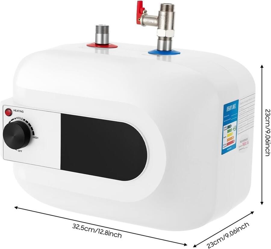 Elektrische Mini Boiler Ondertafelboiler Warmwater Direct Warm Water Compact Formaat 6 Liter Wit