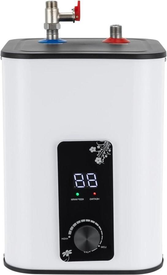 Elektrische Mini Boiler Warmwaterboiler Ondertafel Keuken Kraan Instelbare Temperatuur 6 Liter Capaciteit Wit Zwart