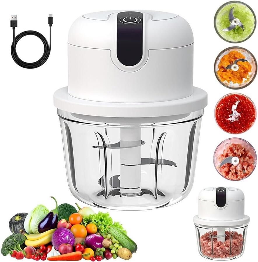 Elektrische mini chopper 350ml Draadloos USB oplaadbaar Ideaal voor snel hakken SnelShoppen