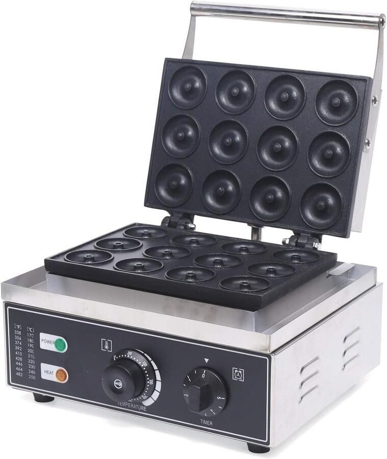 Elektrische Mini Donutmaker voor Thuis en Commercieel Gebruik Maakt 12 Donuts Mini Cupcakes en Quiches