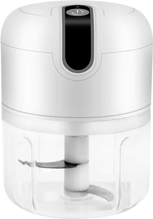 Elektrische mini-knoflookhakker keukenmachine draagbare draadloze knoflookpers vleesmolen met USB-oplaadfunctie geschikt voor groenten paprika's fruit gember babyvoeding en kruiden 250 ml (wit)