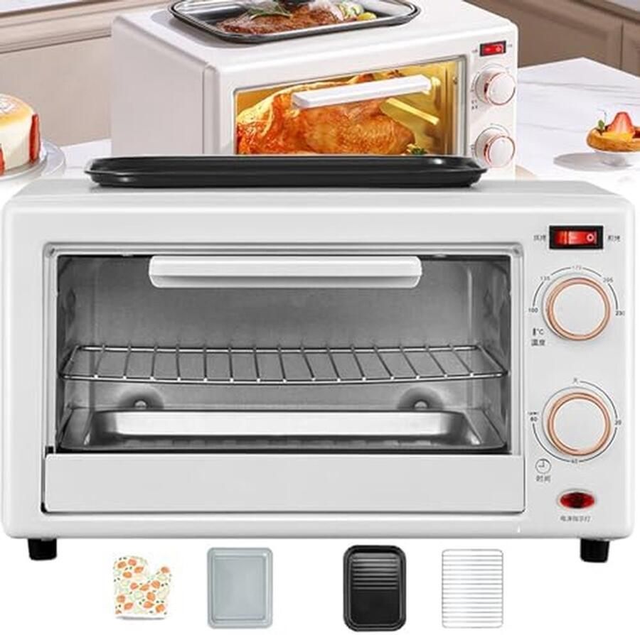 Elektrische Mini Oven Aanrecht Oven Koken en Bakken Multifunctioneel Ontwerp 18 Liter Wit